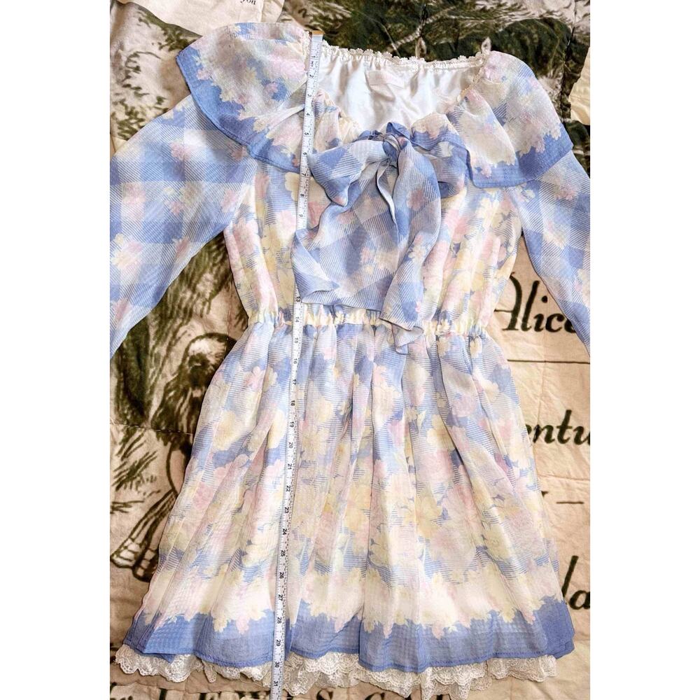 Liz Lisa Gingham x Floral Ribbon Bow Dress Jfashion Gyaru Coquette Fairycore - Picture 16 of 16